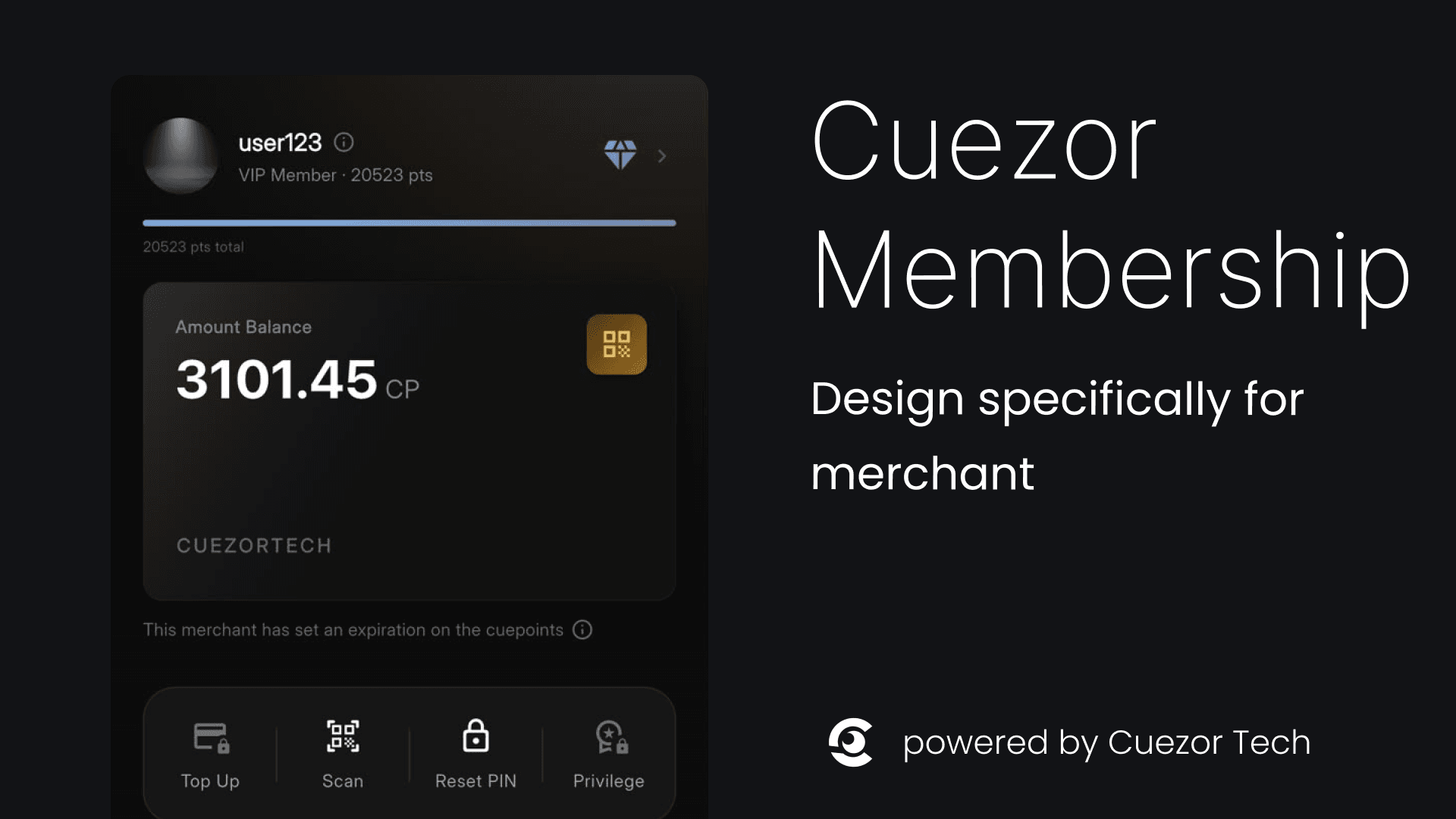 Cuezor membership wallet in the app