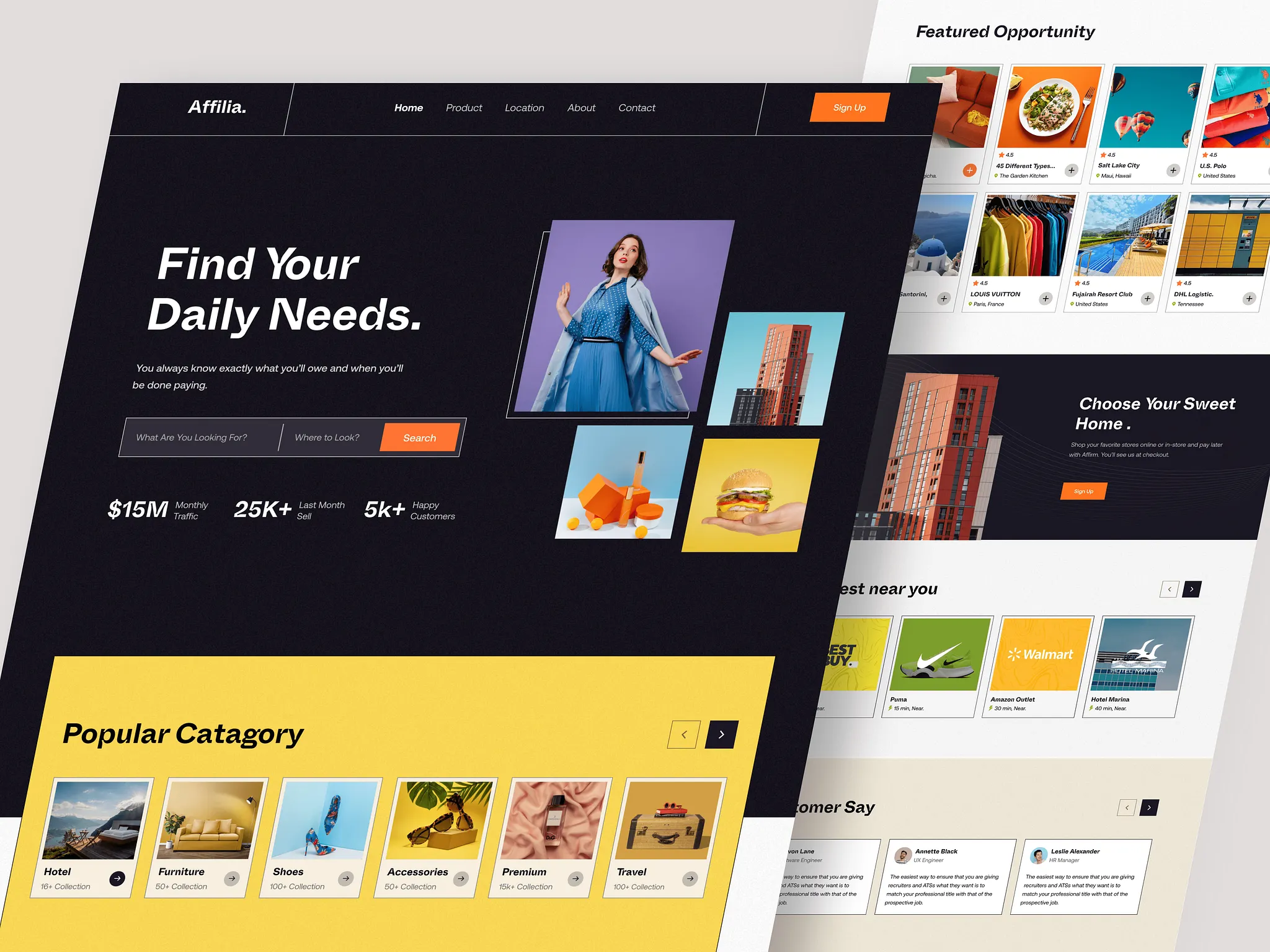 Example landing page design